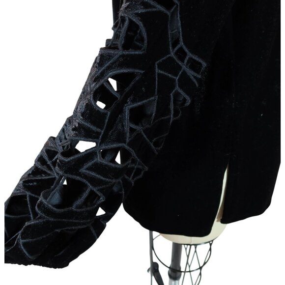 JOIE Velvet Sheer Cutout Sleeve Top Size M Whimsigoth Witchy Velour Pullover - Picture 5 of 11